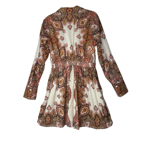 Cleobella Dress Women's Large Foulard Paisley Long Sleeve Elastic Back Button Up - Picture 3 of 12